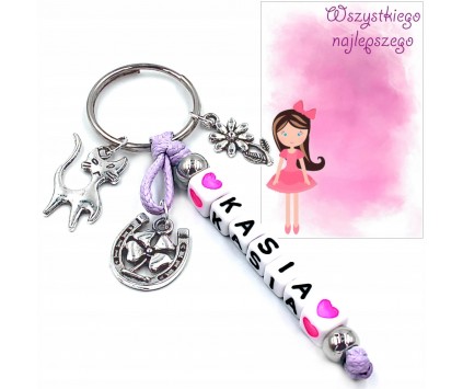 BRELOK IMIE PREZENT NA DZIEŃ CHŁOPAKA DZIEWCZYNY PASOWANIE NA UCZNIA