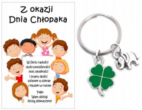 Brelok Breloczek Prezent Dzień Chłopaka Koniczyna Słonik Upominek Klasa