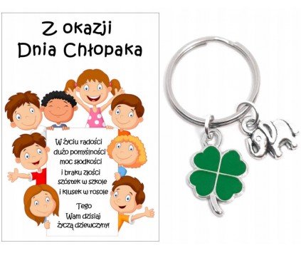 Brelok Breloczek Prezent Dzień Chłopaka Koniczyna Słonik Upominek Klasa