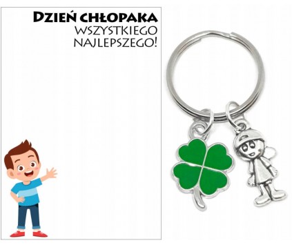 Brelok Breloczek Prezent Dzień Chłopaka Koniczyna Chłopiec Upominek Uczeń