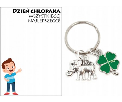 Brelok Breloczek Prezent Dzień Chłopaka Koniczyna Słoń Upominek Uczeń