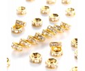 PRZEKŁADKI Z CYRKONIAMI CRYSTAL ZŁOTE 6mm 50szt CYRKONIE OZDOBY ŚWIĘTA