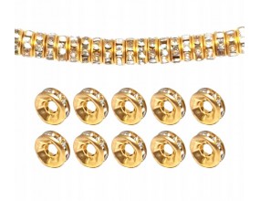 PRZEKŁADKI Z CYRKONIAMI CRYSTAL ZŁOTE 6mm 30szt CYRKONIE święta mikołaj