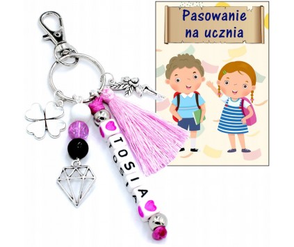 BRELOK IMIE PREZENT NA DZIEŃ DZIEWCZYNY PRZEDSZKOLAKA PASOWANIE NA UCZNIA
