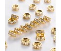 PRZEKŁADKI Z CYRKONIAMI CRYSTAL ZŁOTE 6mm 30szt CYRKONIE święta mikołaj