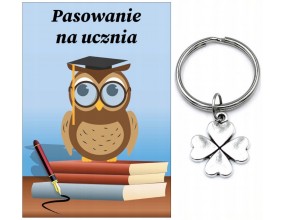 Brelok Breloczek Pasowanie na Ucznia Koniczyna Uczeń Klasa Szkoła Prezent