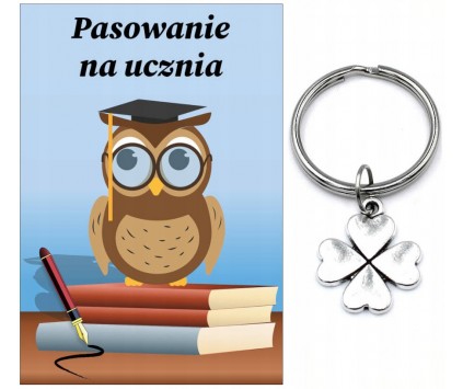 Brelok Breloczek Pasowanie na Ucznia Koniczyna Uczeń Klasa Szkoła Prezent