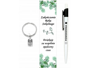 ZESTAW DŁUGOPIS ZAKŁADKA BRELOK PREZENT ZAKOŃCZENIE ROKU DLA UCZNIÓW SOWA