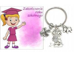 BRELOK BRELOCZEK NA SZCZĘŚCIE DLA UCZNIÓW NA ZAKOŃCZENIE ROKU SOWA PREZENT