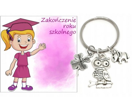 BRELOK BRELOCZEK NA SZCZĘŚCIE DLA UCZNIÓW NA ZAKOŃCZENIE ROKU SOWA PREZENT