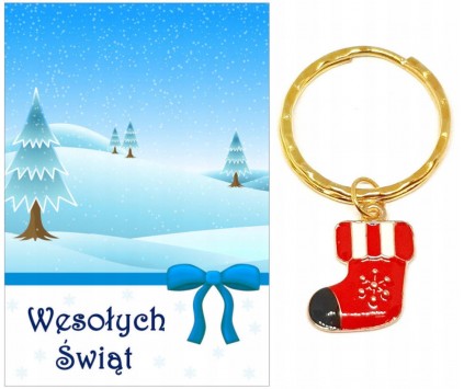 Brelok Breloczek Prezent na Święta Skarpeta Mikołaj Gwiazdka Szkoła Klasa