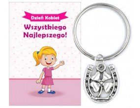 BRELOK PODKOWA Z KONICZYNĄ UPOMINEK PREZENT NA DZIEŃ KOBIET WALENTYNKI