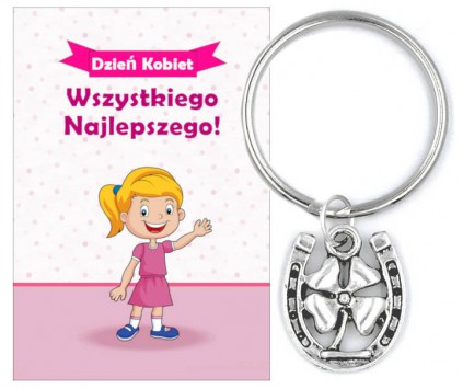 BRELOK PODKOWA Z KONICZYNĄ UPOMINEK PREZENT NA DZIEŃ KOBIET WALENTYNKI