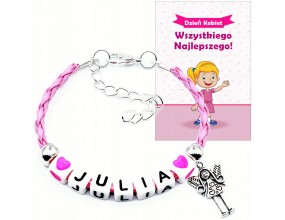 BRANSOLETKA IMIĘ PREZENT DZIEŃ KOBIET WALENTYNKI SZKOŁA DZIEWCZYNKA KLASA