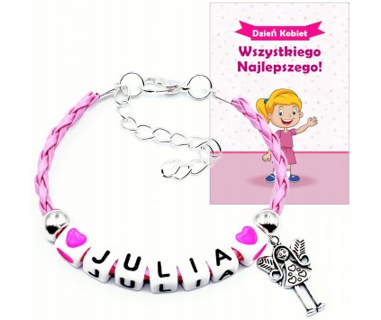 BRANSOLETKA IMIĘ PREZENT DZIEŃ KOBIET WALENTYNKI SZKOŁA DZIEWCZYNKA KLASA