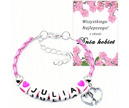BRANSOLETKA IMIĘ PREZENT DZIEŃ KOBIET WALENTYNKI SZKOŁA DZIEWCZYNKA KLASA