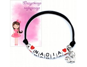 BRANSOLETKA IMIĘ PREZENT NA DZIEŃ KOBIET DZIEWCZYNKI WALENTYNKI SZKOŁA