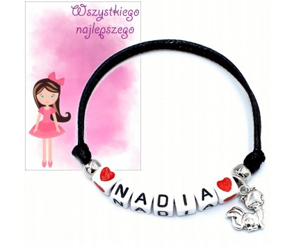 BRANSOLETKA IMIĘ PREZENT NA DZIEŃ KOBIET DZIEWCZYNKI WALENTYNKI SZKOŁA