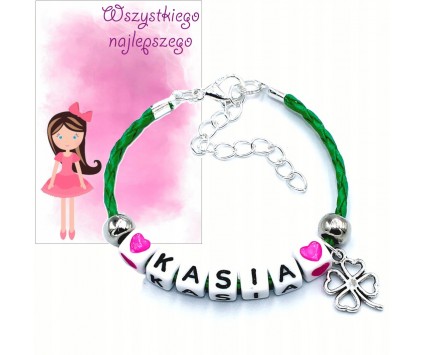 BRANSOLETKA IMIĘ PREZENT DZIEŃ KOBIET WALENTYNKI SZKOŁA DZIEWCZYNKA KLASA
