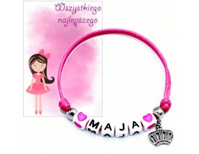 BRANSOLETKA IMIĘ PREZENT NA DZIEŃ KOBIET DZIEWCZYNKI WALENTYNKI SZKOŁA