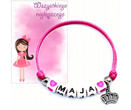 BRANSOLETKA IMIĘ PREZENT NA DZIEŃ KOBIET DZIEWCZYNKI WALENTYNKI SZKOŁA
