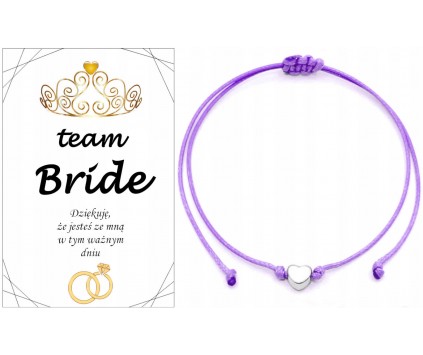 BRANSOLETKA NA WIECZÓR PANIEŃSKI TEAM BRIDE PODZIĘKOWANIE SERCE PREZENT