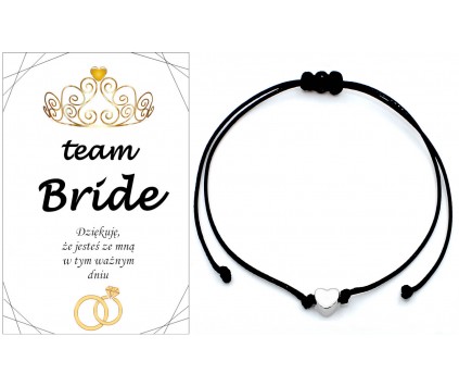 BRANSOLETKA NA WIECZÓR PANIEŃSKI TEAM BRIDE PODZIĘKOWANIE SERCE PREZENT