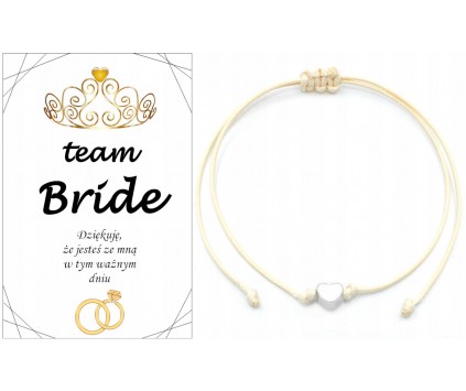 BRANSOLETKA NA WIECZÓR PANIEŃSKI TEAM BRIDE PODZIĘKOWANIE SERCE PREZENT