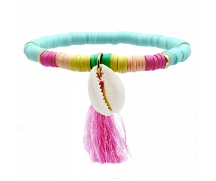 BRANSOLETKA Z MUSZLĄ NA LATO WAKACJE KATSUKI FIMO MODELINA PLAŻA MUSZLA