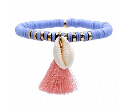 BRANSOLETKA Z MUSZLĄ NA LATO WAKACJE KATSUKI FIMO MODELINA PLAŻA MUSZLA