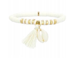 BRANSOLETKA Z MUSZLĄ NA LATO WAKACJE KATSUKI MODELINA PLAŻA MUSZLA ECRU