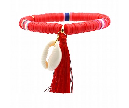 BRANSOLETKA Z MUSZLĄ NA LATO WAKACJE KATSUKI FIMO MODELINA PLAŻA MUSZLA