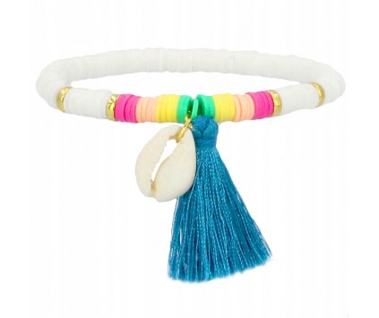 BRANSOLETKA Z MUSZLĄ NA LATO WAKACJE KATSUKI FIMO MODELINA PLAŻA MUSZLA