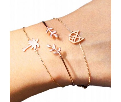 Bransoletka Na rękę Zestaw 3szt Palma Liść Kot Kotek Bransoletki Wakacje