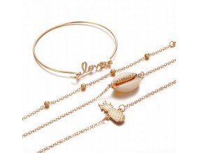 Bransoletka Na rękę Zestaw 4szt Ananas Love muszla Bransoletki Wakacje