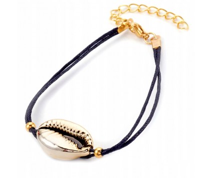 Bransoletka Sznurkowa Na Rękę Muszelka Muszla Złota Lato Wakacje Plaża