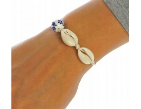 Bransoletka Na Rękę Muszelki Muszle Koralik Porcelana Lato Wakacje Plaża