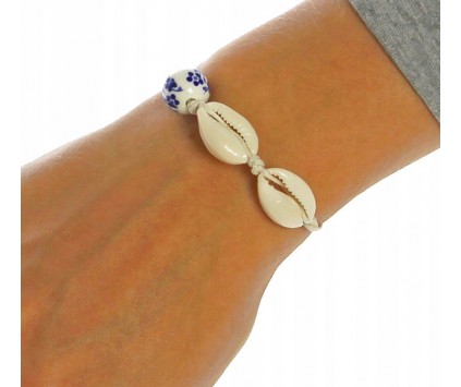 Bransoletka Na Rękę Muszelki Muszle Koralik Porcelana Lato Wakacje Plaża