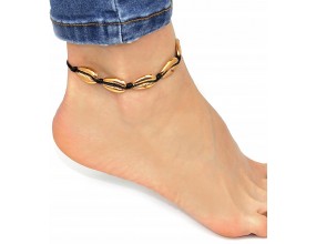 Bransoletka na Nogę Kostkę Muszle Muszelki Złote Metal Plaża Lato Wakacje