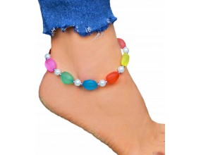Bransoletka na Nogę Kostkę Kolorowa Koraliki Plaża Lato Wakacje