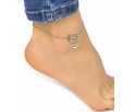 Bransoletka na Nogę Kostkę Łańcuszek Srebrna Lato Wakacje Kotwica Serce