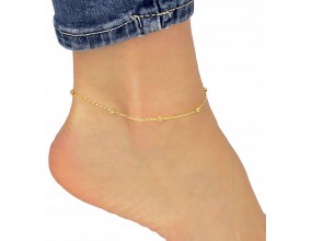 Bransoletka na Nogę Kostkę Łańcuszek Złota Lato Wakacje Kuleczki Kulki