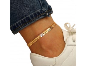 Bransoletka na Nogę Kostkę Łańcuszek Złota Lato Wakacje Plaża Podwójna