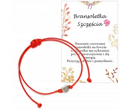 BRANSOLETKA SZCZĘŚCIA KABAŁA SERDUSZKO ZAKOŃCZENIE ROKU PREZENT CZERWONA