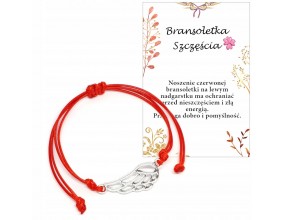 BRANSOLETKA SZCZĘŚCIA KABAŁA SKRZYDŁO ZAKOŃCZENIE ROKU PREZENT CZERWONA