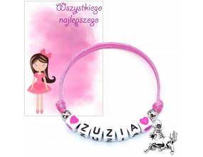 BRANSOLETKA IMIE PREZENT NA DZIEŃ DZIEWCZYNY DZIEŃ PRZEDSZKOLAKA SZKOŁA