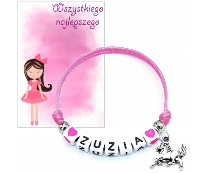 BRANSOLETKA IMIE PREZENT NA DZIEŃ DZIEWCZYNY DZIEŃ PRZEDSZKOLAKA SZKOŁA