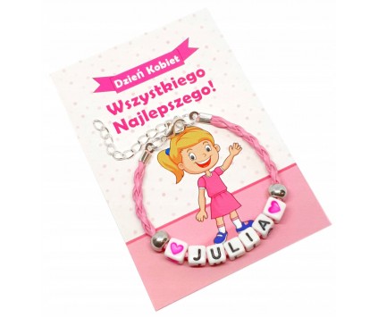 BRANSOLETKA IMIE PREZENT NA DZIEŃ DZIEWCZYNY DZIEŃ PRZEDSZKOLAKA SZKOŁA