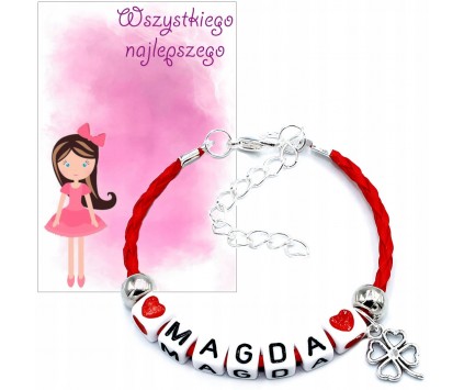 BRANSOLETKA IMIE PREZENT NA DZIEŃ DZIEWCZYNY DZIEŃ PRZEDSZKOLAKA SZKOŁA