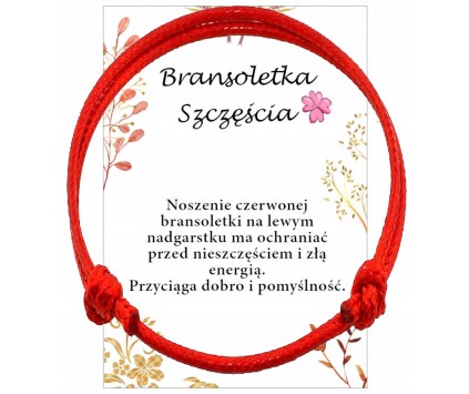 BRANSOLETKA SZCZĘŚCIA KABAŁA NITKA AMULET WALENTYNKI dzień matura